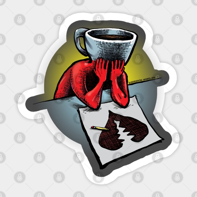 Too Much Coffee Man Broken Heart Sticker by ShannonWheeler